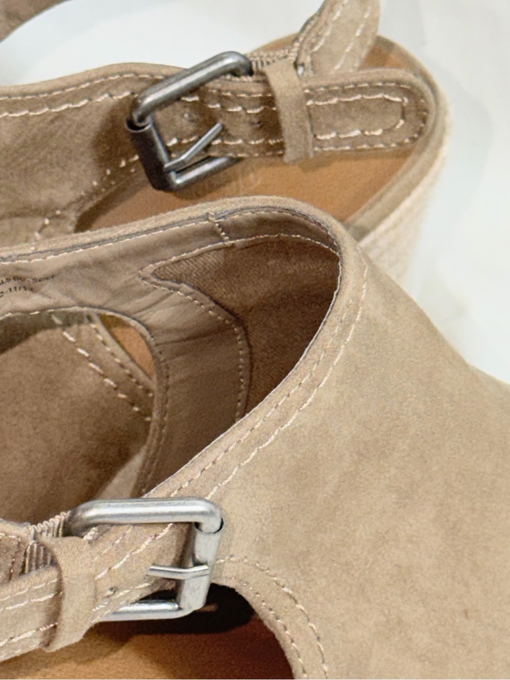 Universal Thread Beige Suede Espadrille Platform Wedge Sandals Peep Toe Size 11 - Picture 7 of 13
